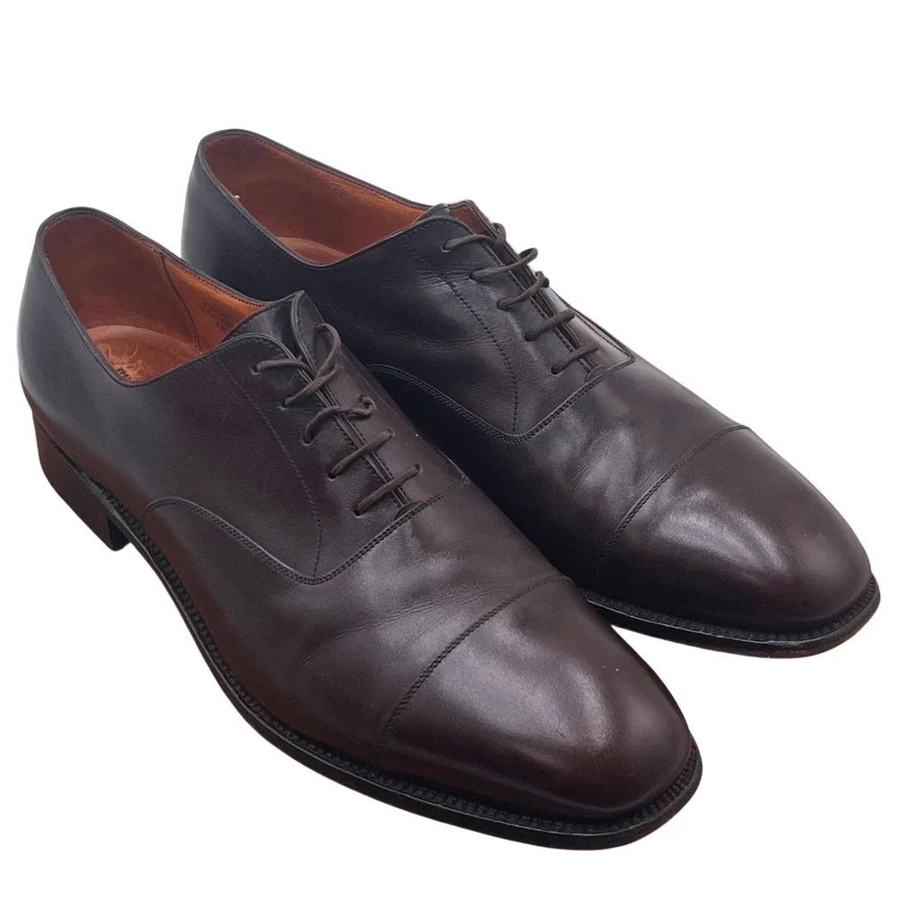 JM Weston 300 Dark Brown Leather Cap Toe Oxford Dress Shoes Mens 10 D France